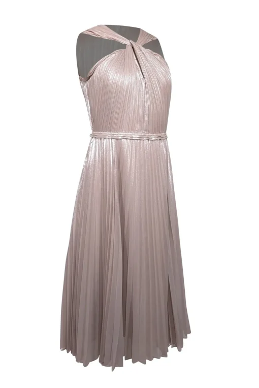 Diane von Furstenberg - Champagne Gold Plisse Sleeveless Dress Sz 6