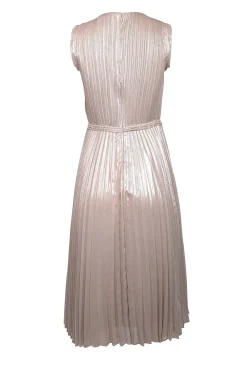 Diane von Furstenberg - Champagne Gold Plisse Sleeveless Dress Sz 6
