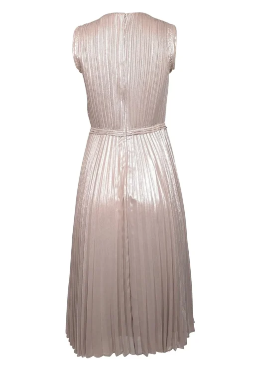 Diane von Furstenberg - Champagne Gold Plisse Sleeveless Dress Sz 6