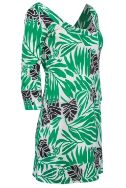 Diane von Furstenberg - Cream, Green & Black Tropical Silk Printed Dress Sz 4