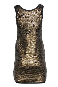 Diane von Furstenberg - Gold & Black Sleeveless Sequin Mini Dress Sz 2