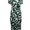 Diane von Furstenberg - Green & White Leaf Print “Havana” Midi Dress Sz M