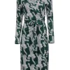 Diane von Furstenberg - Green w/ White & Black Leopards Wrap Dress Sz 8