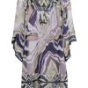Diane von Furstenberg - Grey, Purple, Navy, & Green Print Shift Dress Sz 8