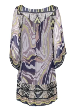 Diane von Furstenberg - Grey, Purple, Navy, & Green Print Shift Dress Sz 8