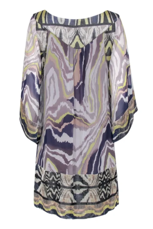 Diane von Furstenberg - Grey, Purple, Navy, & Green Print Shift Dress Sz 8