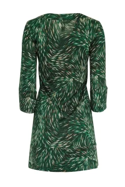 Diane von Furstenberg - Green & Cream Print Crop Sleeve Shift Dress Sz 2