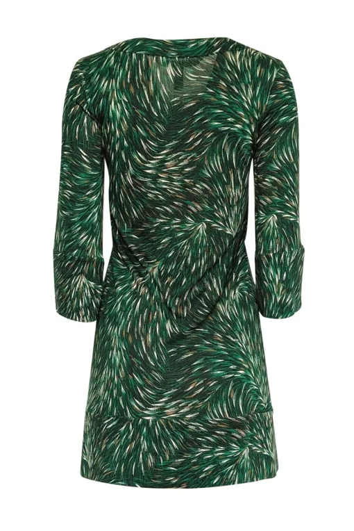 Diane von Furstenberg - Green & Cream Print Crop Sleeve Shift Dress Sz 2
