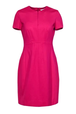 Diane von Furstenberg - Hot Pink Short Sleeve A-Line Dress Sz 4