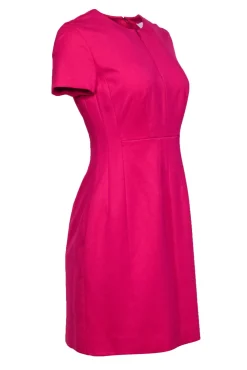 Diane von Furstenberg - Hot Pink Short Sleeve A-Line Dress Sz 4