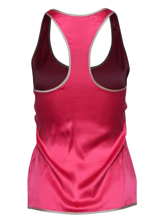 Diane von Furstenberg - Hot Pink Satin Racerback Tank Top Sz S