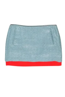 Diane von Furstenberg - Light Blue & Orange Tweed Mini Skirt Sz 4