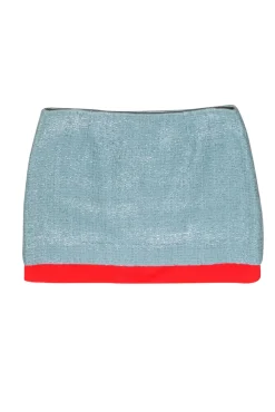 Diane von Furstenberg - Light Blue & Orange Tweed Mini Skirt Sz 4