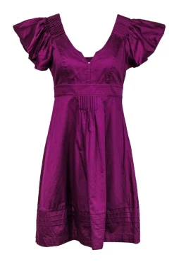 Diane von Furstenberg - Magenta Cotton Babydoll Dress w/ Ruffles Sz 4
