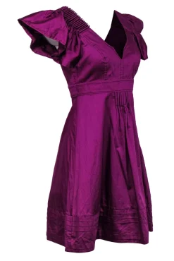 Diane von Furstenberg - Magenta Cotton Babydoll Dress w/ Ruffles Sz 4