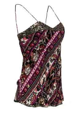 Diane von Furstenberg - Multicolored Paisley Silk Sequined Camisole Sz 6