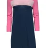 Diane von Furstenberg - Navy & Pink Knit Long Sleeve Dress Sz M