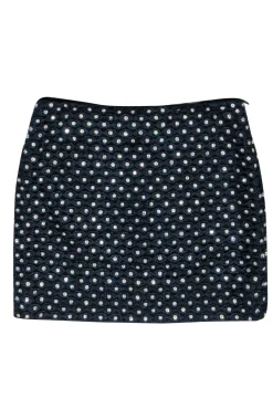 Diane von Furstenberg - Navy Lace Beaded Mini Skirt Sz 0