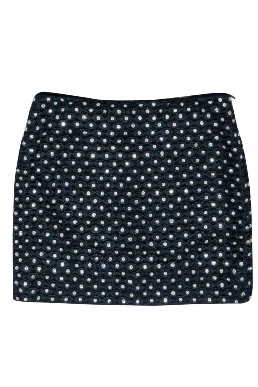 Diane von Furstenberg - Navy Lace Beaded Mini Skirt Sz 0