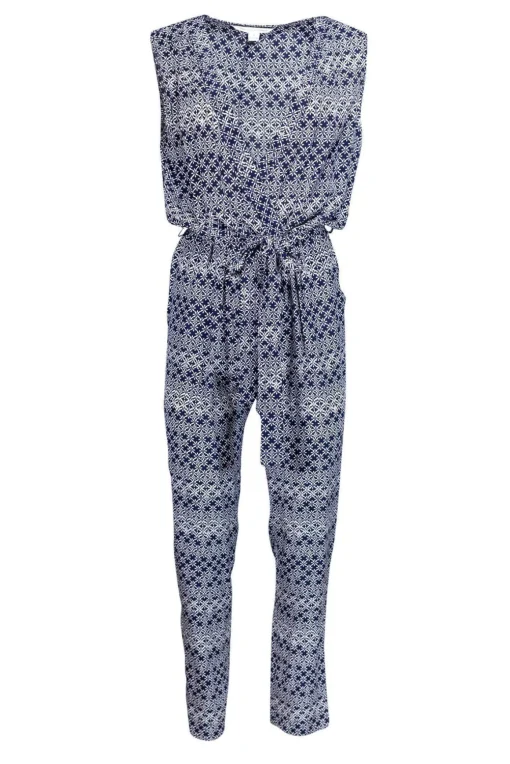 Diane von Furstenberg - Navy & White Jumpsuit Sz 6