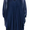 Diane von Furstenberg - Navy Wide Sleeve Kimono Dress Sz 0
