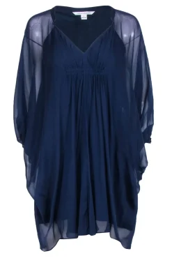 Diane von Furstenberg - Navy Wide Sleeve Kimono Dress Sz 0