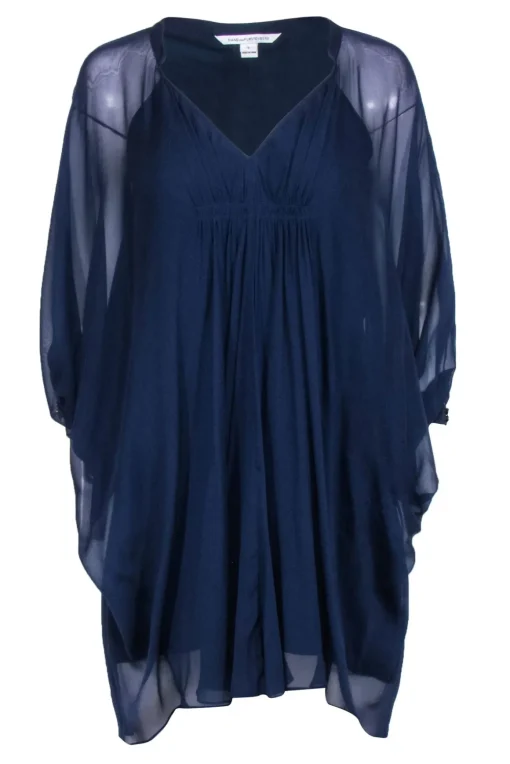 Diane von Furstenberg - Navy Wide Sleeve Kimono Dress Sz 0