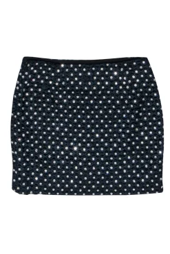 Diane von Furstenberg - Navy Lace Beaded Mini Skirt Sz 0