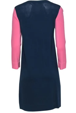 Diane von Furstenberg - Navy & Pink Knit Long Sleeve Dress Sz M