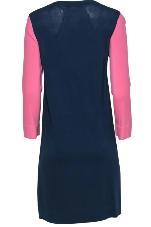 Diane von Furstenberg - Navy & Pink Knit Long Sleeve Dress Sz M