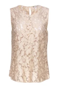 Diane von Furstenberg - Nude Sheer Floral Lace "Madalena" Tank Sz M