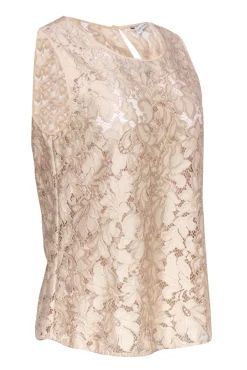 Diane von Furstenberg - Nude Sheer Floral Lace "Madalena" Tank Sz M