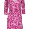 Diane von Furstenberg - Pink & White Speckled Silk Wrap Dress Sz 0