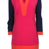 Diane von Furstenberg - Pink, Orange, & Navy Crepe Colorblock Dress Sz 6
