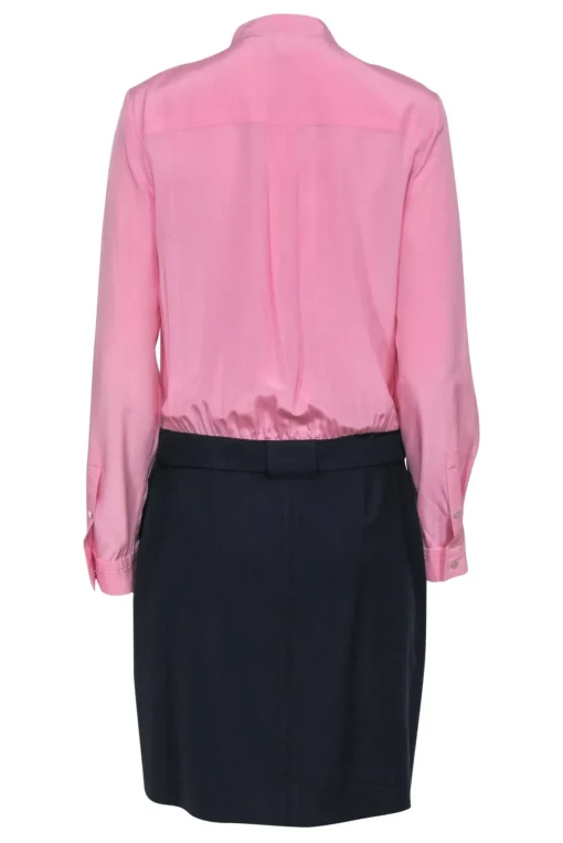 Diane von Furstenberg - Pink & Navy Two-Toned Belted Sheath Dress Sz 10