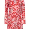 Diane von Furstenberg - Red & White Long Sleeve Printed Mini Dress Sz 10