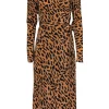 Diane von Furstenberg - Tan & Black Leopard Print Silk Wrap Maxi Dress Sz 8