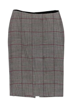 Dolce & Gabbana - Beige, Black, Red Plaid Pencil Skirt Sz 2