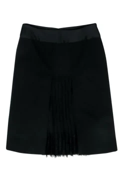 Dolce & Gabbana - Black Front Pleated Skirt w/ Lace Sz 4