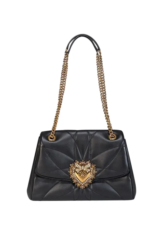 Dolce & Gabbana - Black Leather Nappa Quilted Large Devotion Shoulder Bag