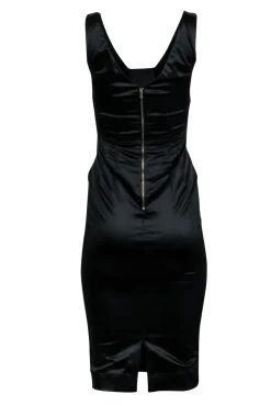Dolce & Gabbana - Black Satin Sleeveless Midi Dress Sz 2