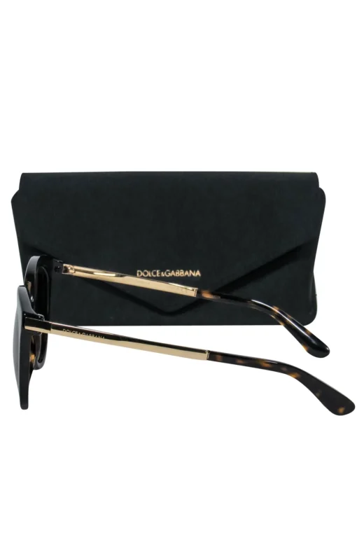 Dolce & Gabbana - Brown Tortoise Shell Round Sunglasses w/ Gold Trim