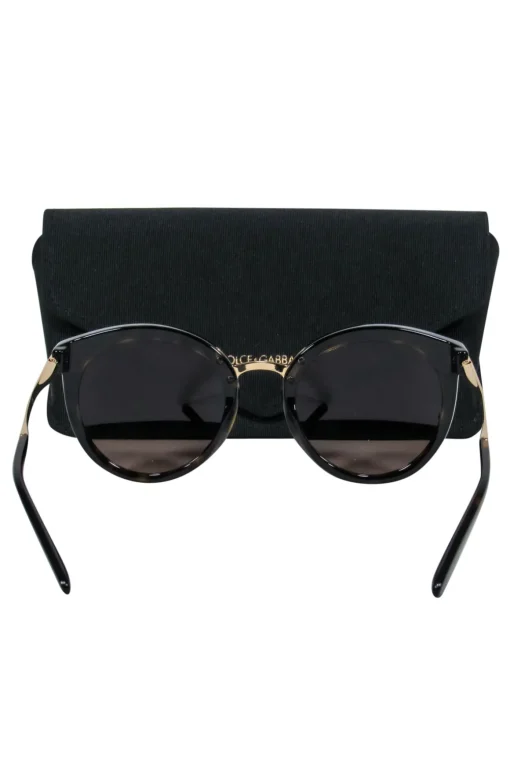 Dolce & Gabbana - Brown Tortoise Shell Round Sunglasses w/ Gold Trim