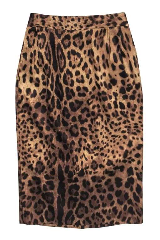 Dolce & Gabbana - Cheetah Printed Satin Pencil Skirt Sz 2