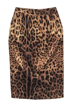 Dolce & Gabbana - Cheetah Printed Satin Pencil Skirt Sz 2
