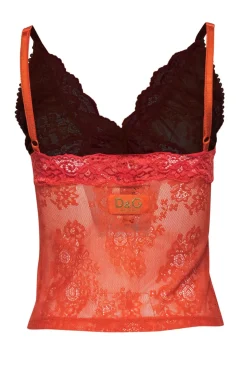 Dolce & Gabbana - Orange Floral Lace Sheer Camisole Sz S