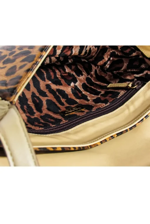 Dolce & Gabbana - Tan Leopard Print Baguette w/ Beige Leather Trims