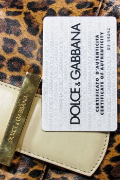 Dolce & Gabbana - Tan Leopard Print Baguette w/ Beige Leather Trims