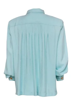 Doncaster - Blue Brocade Textured Button-Up Blouse w/ Neck Tie Sz 12