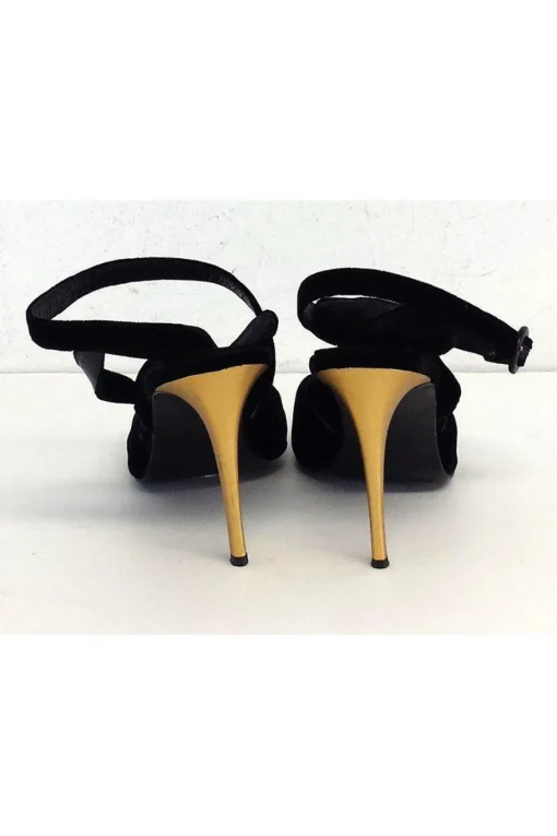 Donna Karan - Black & Gold Velvet Pointed Toe Heels Sz 7